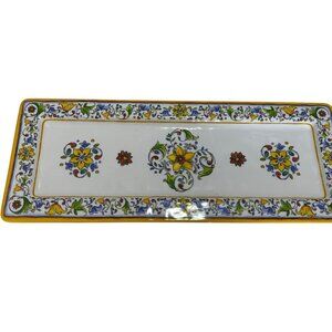 Le Cadeaux Allegra yellow Floral Biscuit Tray 15” X 5.75” melamine Tuscan